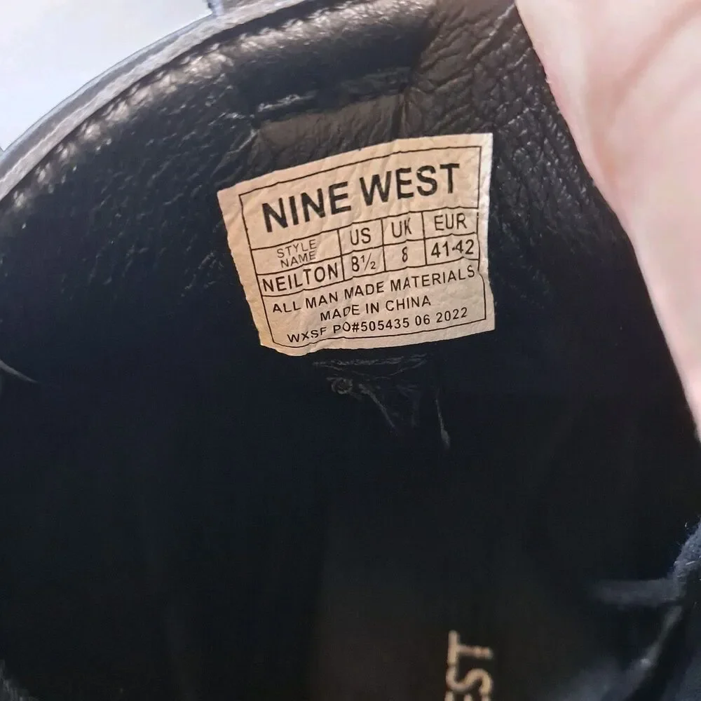 Nine West Neilton Chukka Boots Men's Size 8.5 Black Faux Leather Lace-Up